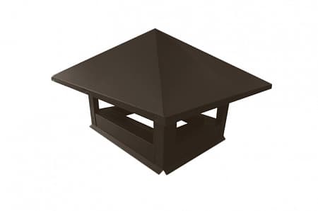 Дымник на трубу (колпак) Grand Line 520х390 мм, 0.5 GreenCoat Pural Matt, RR 32 темно-коричневый (RAL 8019)