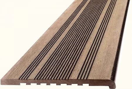 Ступень Экодек полнотелая, 345x23,5х4000 мм, шоколад (светло-коричневый)