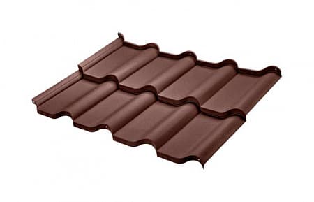 Металлочерепица BudMat (БудМат), коллекция Феррара, D-Matt 0.5, цвет Ral 8017 (коричневый)