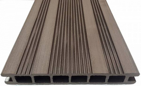 Террасная доска Экодек шовная, 165х24х6000 мм, цвет венге (темно-коричневый)