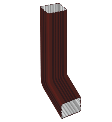 Труба водосточная 76х102 мм с коленом Металл Профиль Бюджет, PE, 1000 мм, цвет красное вино (RAL 3005)