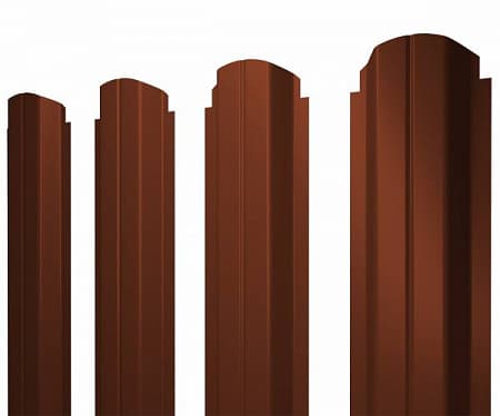 Штакетник металлический Grand Line (Гранд Лайн), П-образный фигурный, PE 0.45, цвет RAL 8004 (терракотовый)