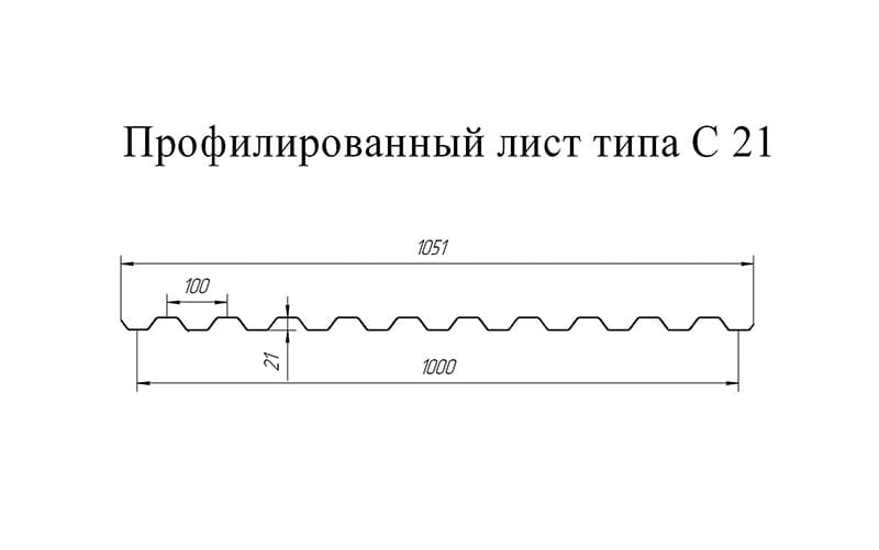 Профнастил с21 схема