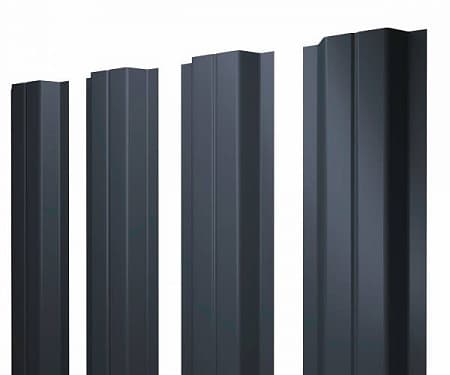 Штакетник металлический Grand Line (Гранд Лайн), П-образный, Quarzit 0.5, цвет RAL 7024 (серый)