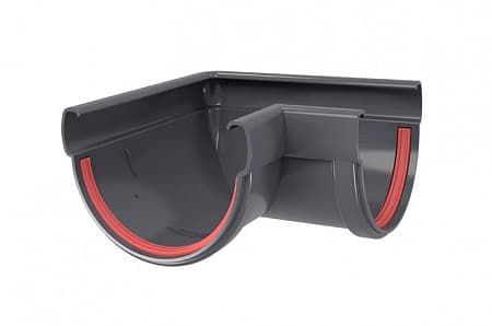 Угол желоба 90º универсальный ПВХ Grand Line 135 мм, RAL 7024 графит