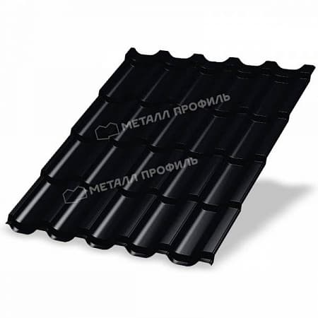 Металлочерепица Металл Профиль Монтекристо, PURMAN 0.5, черный темный RAL9005