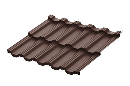 Металлочерепица модульная Aquasystem Гетеборг XXL, 0.45 PE MATT, Zn 140, 1205х865 мм, RAL 8017 коричневый