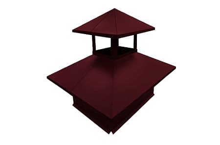 Дымник на трубу (колпак) двойной Grand Line 520х390 мм, 0.45 Drap, RAL 3005 (красное вино)