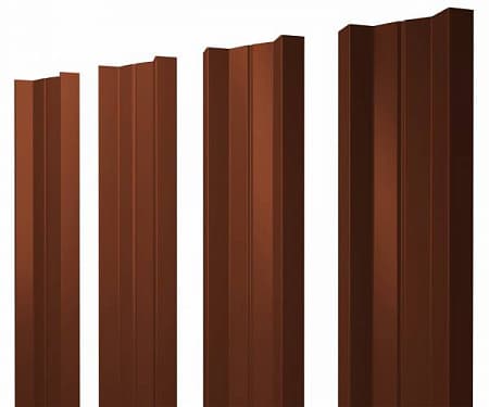 Штакетник металлический Grand Line (Гранд Лайн), М-образный, Satin 0.5, цвет RAL 8004 (терракотовый)