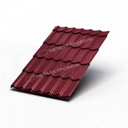 Металлочерепица Металл Профиль (Ламонтерра, Ламонтерра X, Макси), Pe 0.45, красное вино RAL3005