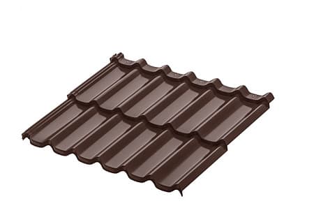 Металлочерепица модульная Aquasystem Стокгольм XXL, Rooftop Шелк, 1185х875 мм, RAL 8017 коричневый