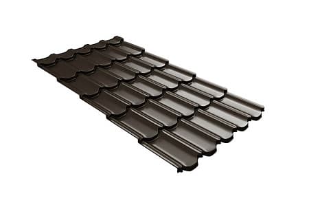 Волновой профиль Grand Line Kvinta plus 3D, 0,45 PE, Zn 100, RR 32 темно-коричневый