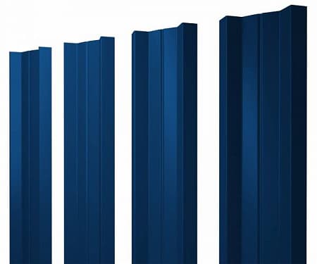 Штакетник металлический Grand Line (Гранд Лайн), М-образный, PE 0.45, цвет RAL 5005 (синий)