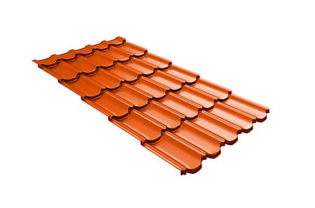 Волновой профиль Grand Line Kvinta plus 3D, 0,45 PE, Zn 100, RAL 2004 оранжевый