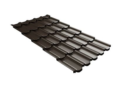 Волновой профиль Grand Line Kvinta plus 3D, 0,5 GreenCoat Pural BT Matt, Zn 275, RR 32 темно-коричневый (RAL 8019 серо-коричневый)