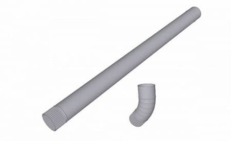 Труба D150 мм, длина 1250 мм + отлив 0.7 мм, Zn + порошк.покраска, цвет RAL 7004 (сигнально-серый)