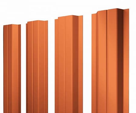 Штакетник металлический Grand Line (Гранд Лайн), П-образный, Quarzit 0.5, цвет Cuprum Steel