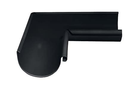 Угол желоба внешний полукруглый, 90° Optima Grand Line, покрытие Matt, RAL 9005 черный