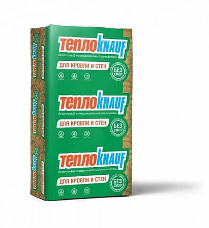 Утеплитель ТеплоKNAUF Коттедж+ для кровли и стен 14,5 кг/м3, 100х610х1230 мм, упаковка 0,6 м3 (8 плит)