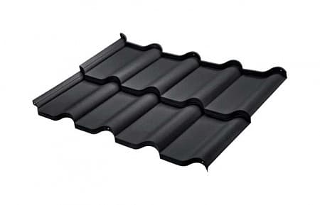 Металлочерепица BudMat (БудМат), коллекция Феррара, D-Matt 0.5, цвет Ral 9005 (черный)