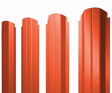 Штакетник металлический Grand Line (Гранд Лайн), П-образный фигурный, PE 0.45, цвет RAL 2004 (оранжевый)