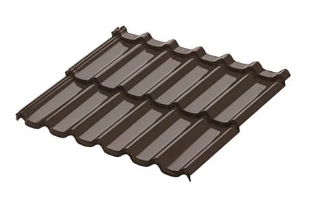 Металлочерепица модульная Aquasystem Стокгольм XXL, 0.5 Pural BT, Zn 275, 1185х875 мм, RR 32 темно-коричневый