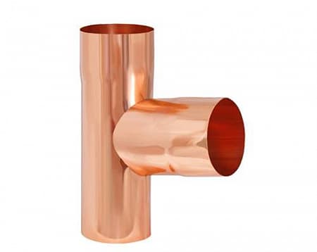 Тройник трубы D90 Aquasystem, медь