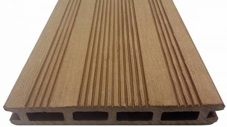 Террасная доска Экодек шовная, 165х24х4000 мм, цвет шоколад (светло-коричневый)
