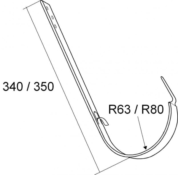Кронштейн желоба длинный 125 мм Гранд Лайн Алюцинк / Grand Line Aluzinc