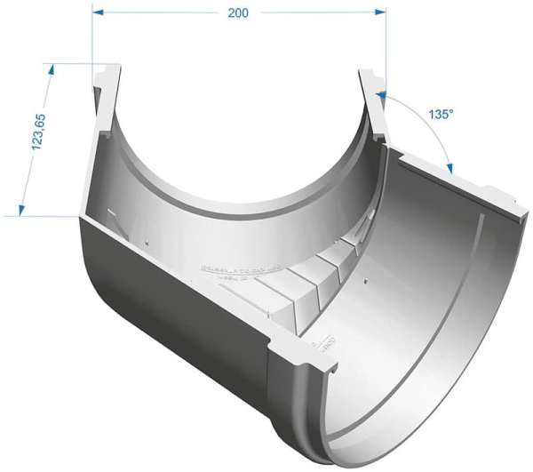 Угловой элемент 135°, D120 мм Деке Премиум / Docke Premium, цвет графит (Ral 7024)