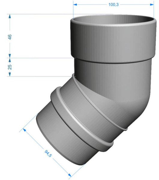 Колено 45° Docke LUX цвет пломбир (RAL 9003)