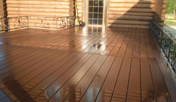 Террасная доска Смарт Terrapol / Террапол ДПК полнотелая c пазом, 3000х130х22 мм, цвет тик киото