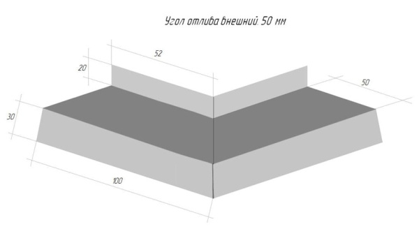 Угол отлива внешний Grand Line (Гранд Лайн), Print elite, 50 мм