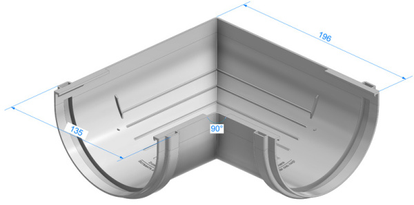 Угловой элемент 90° Docke Standard, RAL 3005 красный