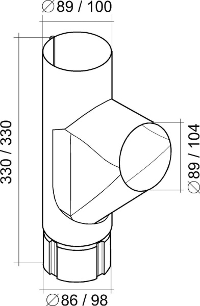 Тройник трубы 90 мм Гранд Лайн Алюцинк / Grand Line Aluzinc