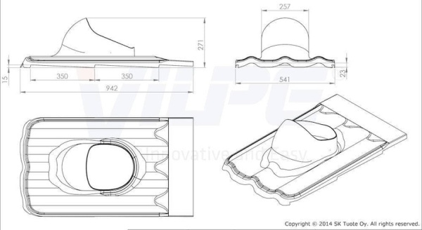 XL-проходной элемент XL-Muotocate Vilpe (Вилпе) для м/ч с черепичным профилем, зеленый