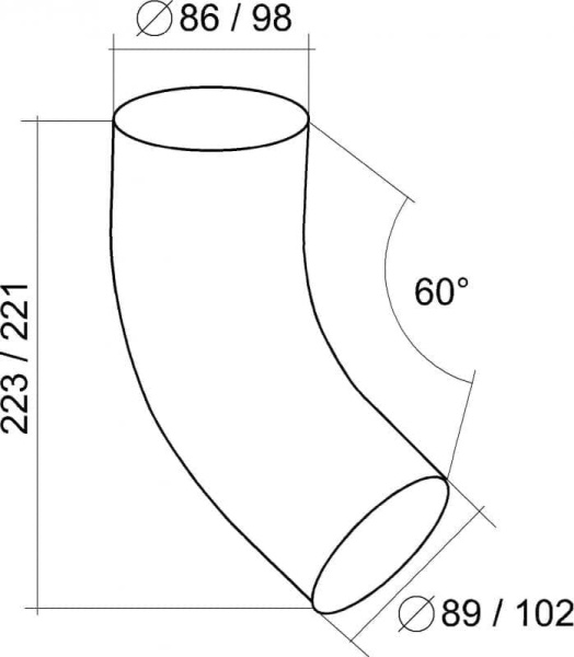 Колено трубы 60º, 90 мм Гранд Лайн Алюцинк / Grand Line Aluzinc