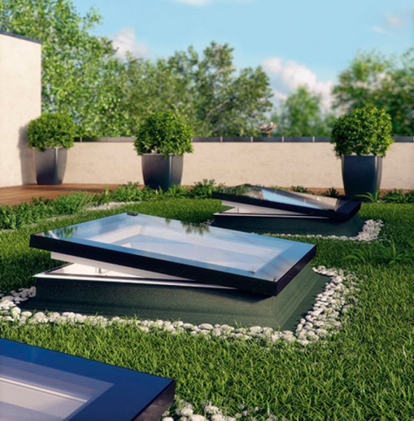 Окно для плоской крыши Fakro / Факро DEF-D U6 с автомат. управлением, размер 100х150