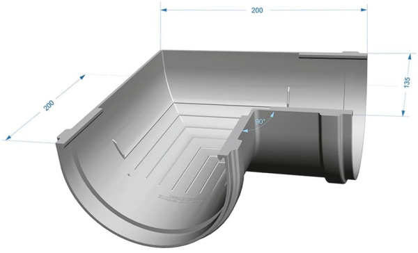 Угловой элемент 90°, D120 мм Деке Премиум / Docke Premium, цвет графит (Ral 7024)