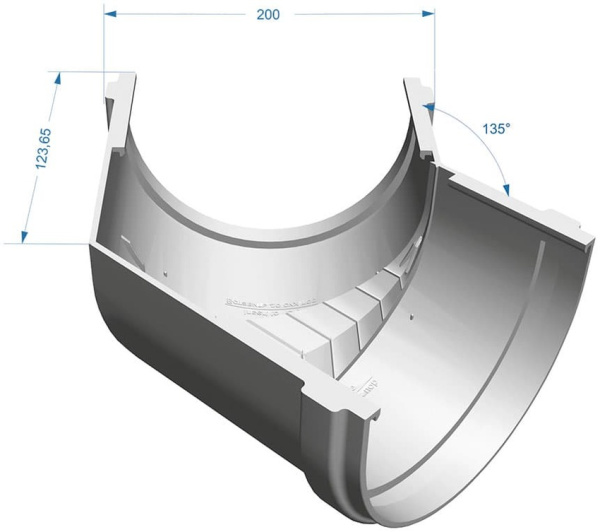 Угловой элемент 135°, D120 мм Деке Премиум / Docke Premium, цвет пломбир (Ral 9003)