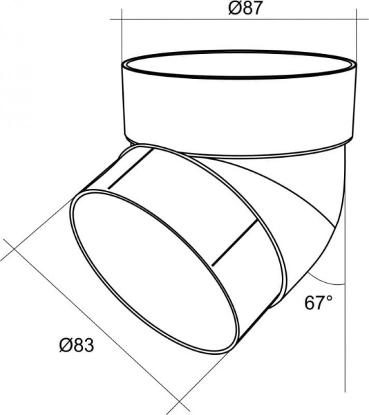 Колено трубы 67º ПВХ Grand Line 87 мм, RAL 3005 красное вино