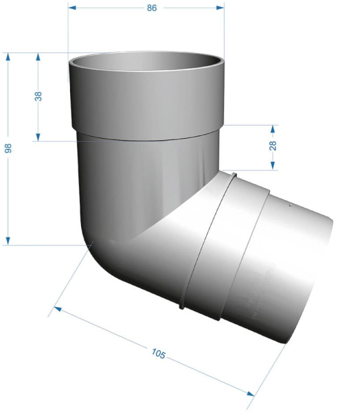 Колено 72°, D85 мм Деке Премиум / Docke Premium, цвет графит (Ral 7024)