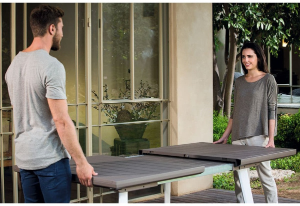 Стол уличный Harmony Extendable table Keter (Кетер), цвет белый-капучино-коричневый