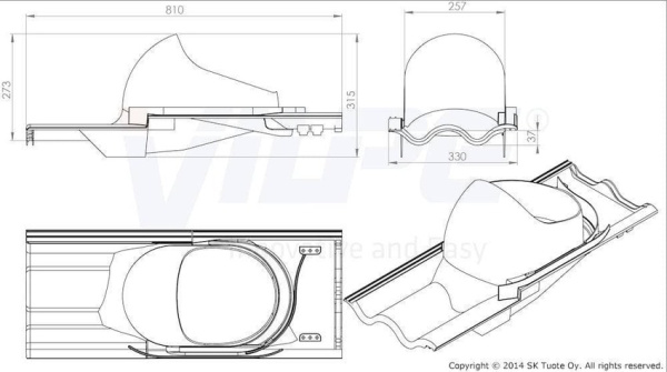 XL-проходной элемент XL-TIILI для цементно-песчаной черепицы Vilpe (Вилпе), зеленый