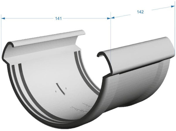 Соединитель желоба Docke LUX, цвет шоколад (Ral 8019)