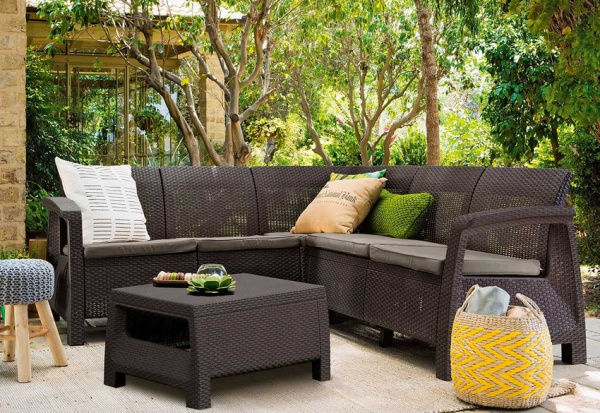 Угловой диван Corfu Relax set Allibert (Аллиберт), цвет графит