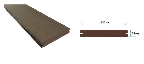 Террасная доска Смарт Terrapol / Террапол ДПК полнотелая c пазом, 4000х130х22 мм, цвет арахис