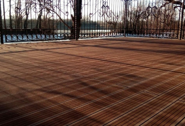 Террасная доска Смарт Terrapol / Террапол ДПК полнотелая c пазом, 3000х130х22 мм, цвет тик киото