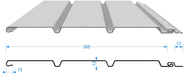 Софит Docke Standard сплошной, 3.0*0.305 м, пломбир