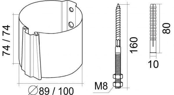Кронштейн трубы на кирпич 90 мм Гранд Лайн Алюцинк / Grand Line Aluzinc